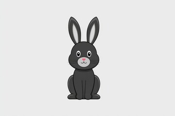 Obraz premium Charming Black Bunny Illustration - Adorable black rabbit, symbolizing gentleness, springtime, peace, hope, and friendship. A cute cartoon illustration perfect for children's books, greeting cards