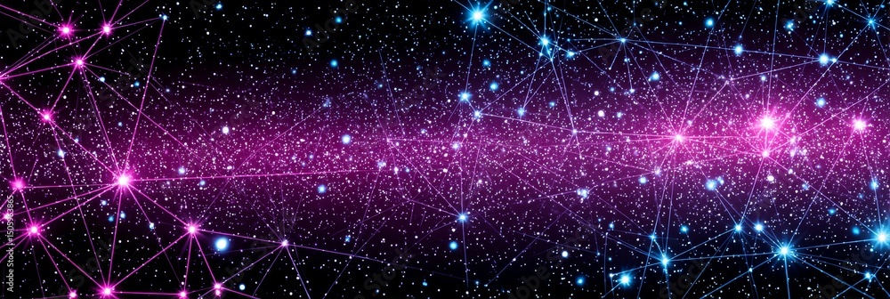 Poster cosmic network connections - abstract depicting a vibrant network of connections resembling a galaxy