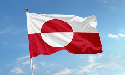 Fotobehang Greenland flag with red and white circle design © Cetin