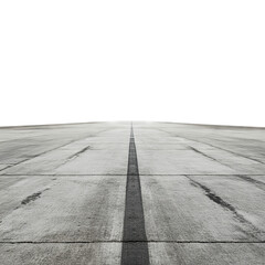Concrete airstrip with rubber skid marks. Isolated white background. Png format