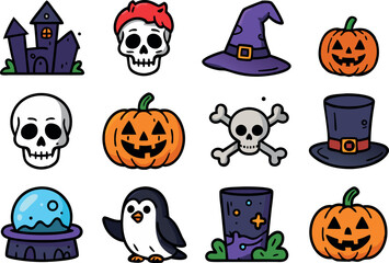 Halloween icons set