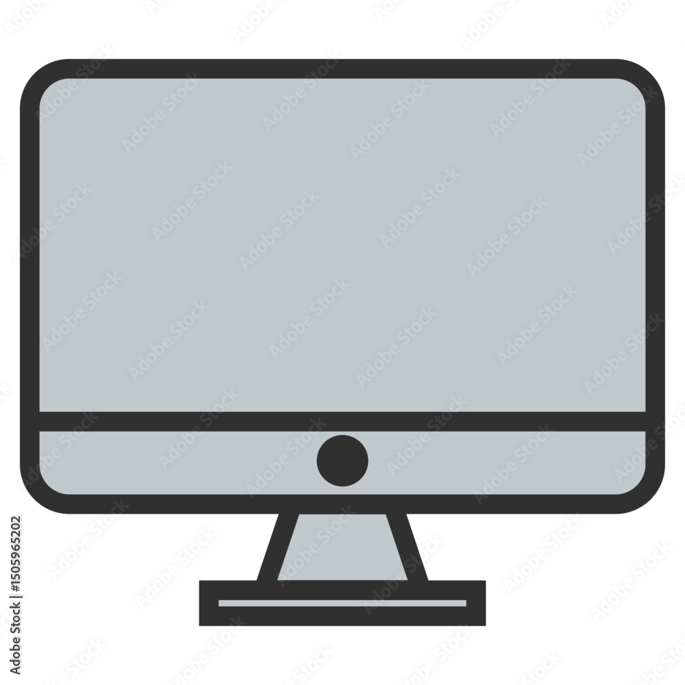 Poster personal computer (pc) with display monitor screen icon.