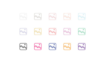 Gallery Icons Image Placeholder Set Design. This modern and minimalist icon set showcases a range of colorful image placeholders