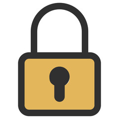 Padlock key icon for use in concept of security safety and encryption.