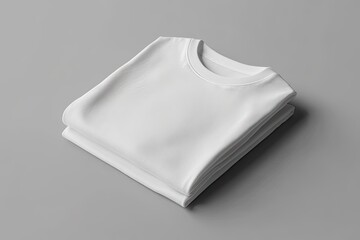 Folded white t-shirt on gray background