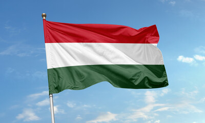 Hungarian national flag waving in the wind