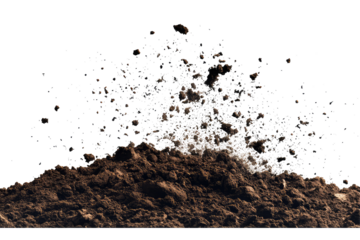 A close up of a pile of dirt with a pixelated effect on the top against a black solid background