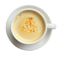 Hot Cappuccino with Milk Foam in White Ceramic Cup