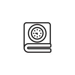 A clean, outline-style icon featuring a square device with a circular, dotted interface, resembling a smart doorbell or security camera, placed atop a curved line element.