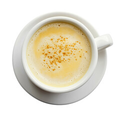Hot Cappuccino with Milk Foam in White Ceramic Cup