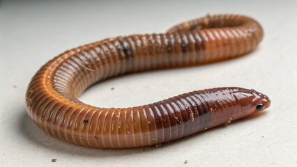Earthworm on studio background