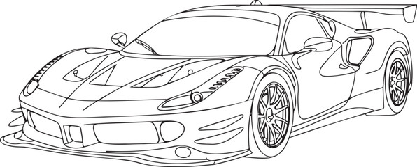 Sports Car Outline vector isolated On Transparent Background