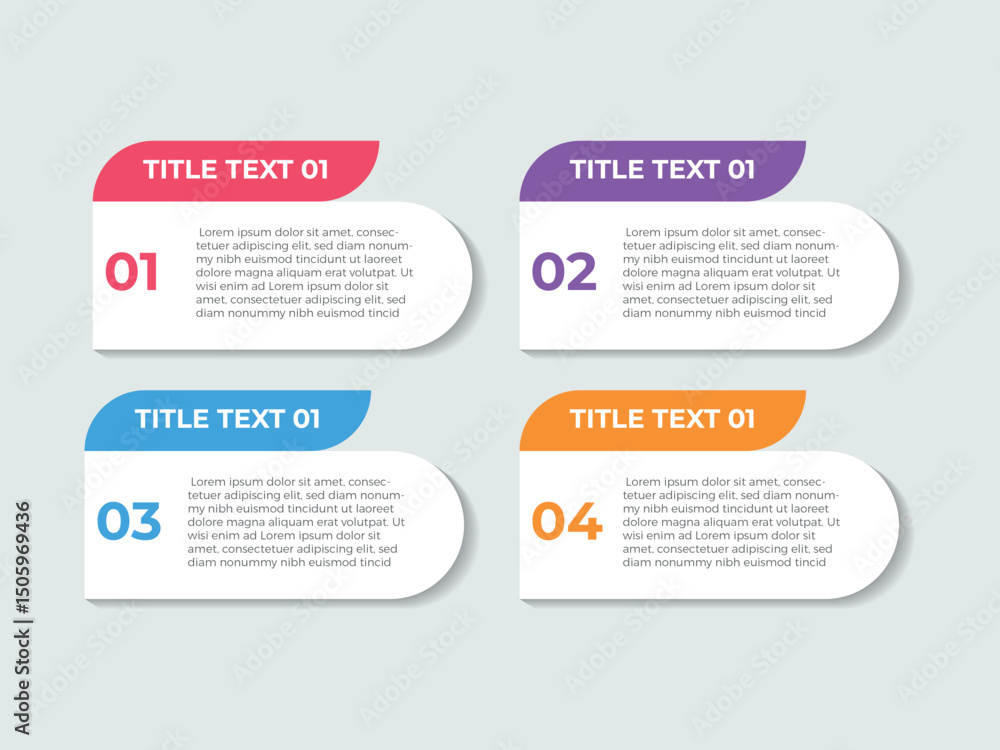 Poster 4 steps data infographics square tab paper index template. vector illustration abstract background.