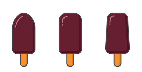 Chocolate ice creams. Cold desserts and summer foods. Isolated vector images