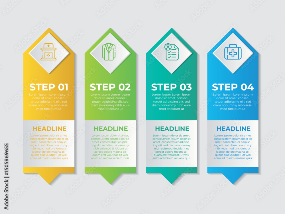 Poster business infographic design template vector with icons and 4 options or steps. can be used for proce