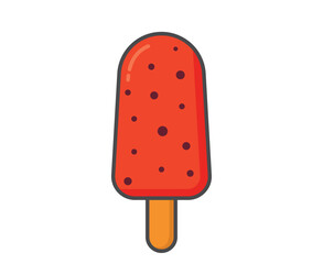 Fruity ice lolly with chocolate sprinkles. Ice cream, cold fruity dessert and summer food. Isolated vector image