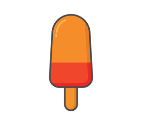 Yellow red ice lolly. Ice cream, cold fruity dessert and summer food. Isolated vector image