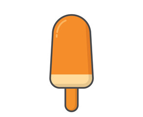 Yellow fruity ice cream. Ice lolly, cold dessert and summer food. Isolated vector image
