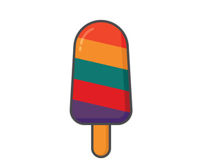 Colored ice lolly. Ice cream, cold fruity dessert and summer food. Isolated vector image