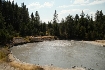 Black Dragon's Cauldron bubbling at Yellowstone National Park Wyoming