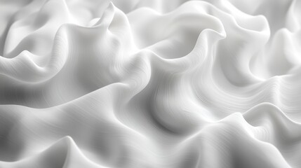 Abstract Flowing White Fabric Texture with Soft Ripples and Waves