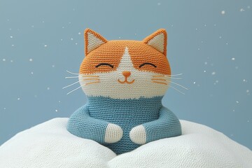 Crocheted cute cats, concept of children's cartoons and toys
