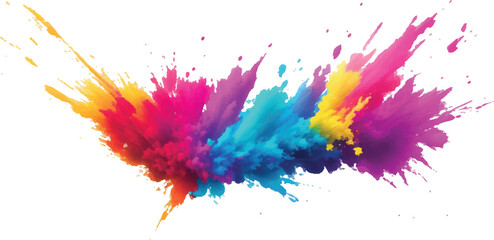 A Modern and Colorful Aquarelle Art Piece Featuring Explosive Watercolor Streaks, Splashes, and Brush Marks on a White Canvas, Creating a Dynamic and Playful Splash Effect.
