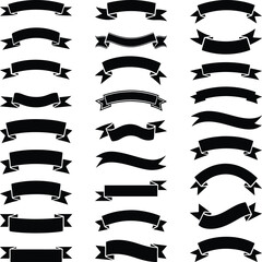 Ribbon SVG Set, Ribbons Silhouette Vector Illustration