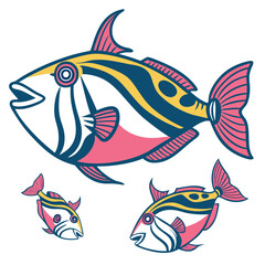 Naklejka premium Colorful Tropical Fish Set for Design Projects