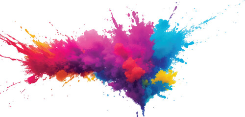 Lively and Bold Watercolor Stains and Brush Strokes in an Explosive Burst of Colors, Creating a Modern Abstract Design on a Crisp White Canvas, Bringing a Dynamic Artistic Expression.
