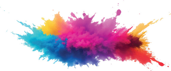 A Bright, Stunning Watercolor Painting of Abstract Stains and Splashes in Rich, Vibrant Colors, Enhanced by Bold Brush Strokes on a Pure White Background for a Contemporary Look.
