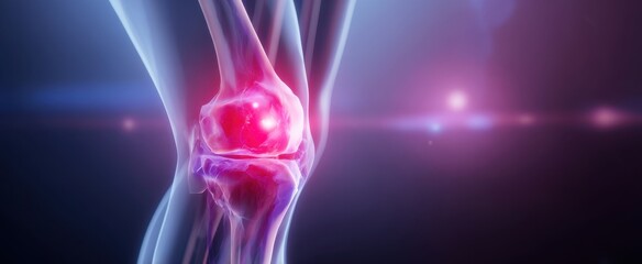 The detailed visualization of a human knee joint showcasing anatomy and health features.