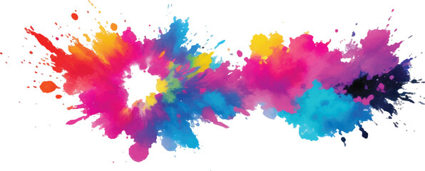 A Bright, Stunning Watercolor Painting of Abstract Stains and Splashes in Rich, Vibrant Colors, Enhanced by Bold Brush Strokes on a Pure White Background for a Contemporary Look.
