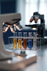 Microscope and test tubes