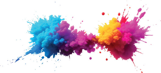 A Vibrant and Bold Watercolor Explosion Featuring Colorful Stains, Splashes, and Brush Strokes on a Clean, White Background, Showcasing a Modern and Abstract Artistic Style.
