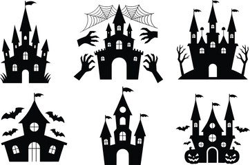 High-quality Halloween vector illustration featuring spooky and fun design elements including ghosts, jack-o'-lanterns, bats, witches, skulls, and spider webs. Perfect for seasonal design projects suc