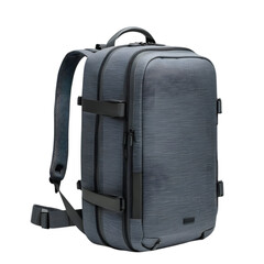 Modern gray backpack isolated on transparent background