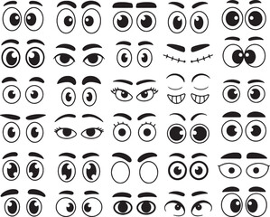 Cartoon eyes collection diverse expressions set
