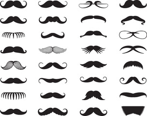 Collection of mustache silhouettes various styles