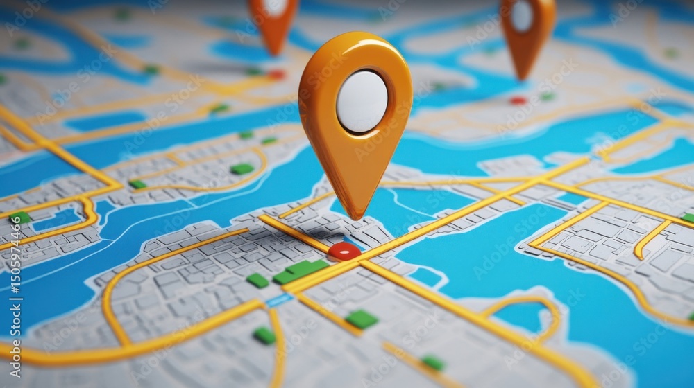 Aufkleber a map with pins pointing to a location
