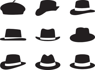 Nine classic hat silhouettes black and white