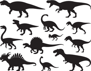 Collection of various dinosaur silhouettes
