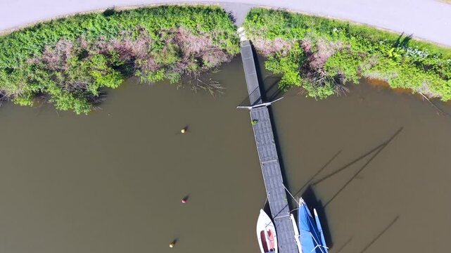 Drone view of Lake Aasee in Ibbenbueren, Germany