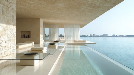 Modern Minimalist Luxury Villa with Infinity Pool by Seaside