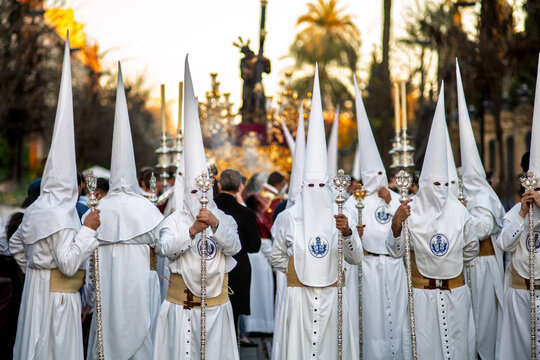 Nazarenes of Candelaria in Seville's Holy Week procession