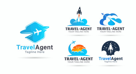 Travel agency vector logo design bundle