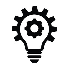 light bulb with gears silhouette