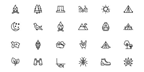 Nature & Outdoors outline or line icon design bundle.