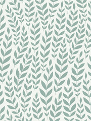 Seamless green and grey floral background with leaves. Hand drawn minimal abstract organic shapes pattern. Vector white abstact pattern with green leaves