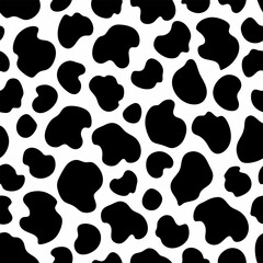 Seamless black and white leopard print pattern isolated on transparent background